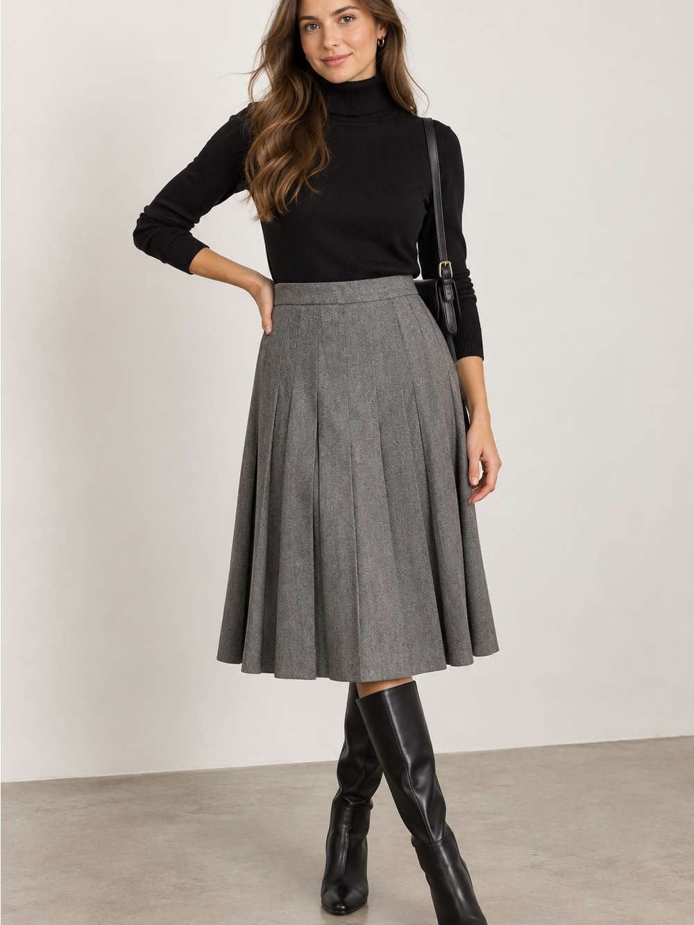 Vintage Gray Wool Blend Pleated Skirt Size 9 Made in USA Dark Academia